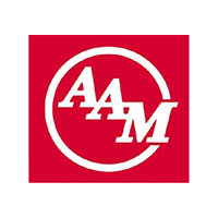 AAM logo in red color and a white color background