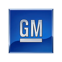 GM logo in silver blue color and a white color background