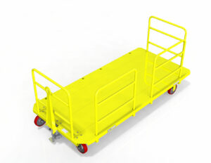 A Flat Deck Carts In yellow color and a white background
