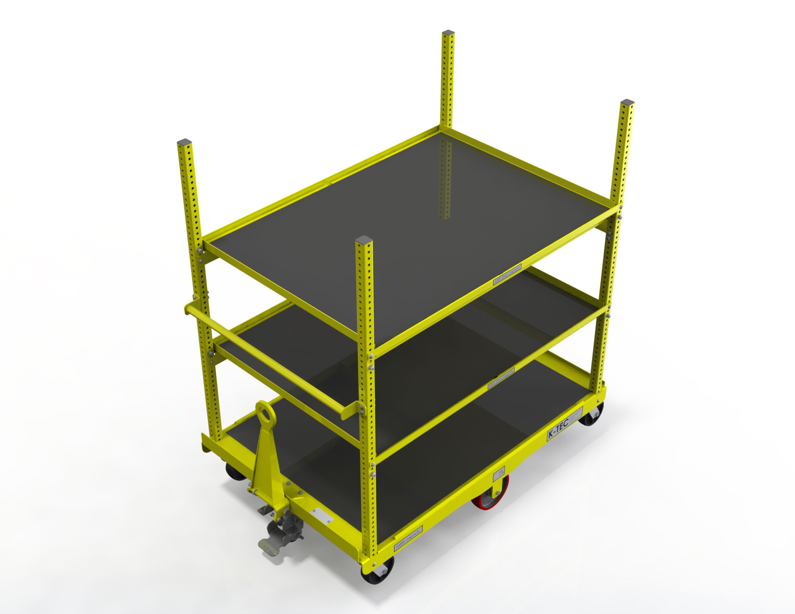 A coil cart in yellow and black color and a white background