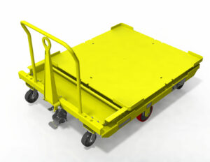 A Flat Deck Carts with four wheels and white background