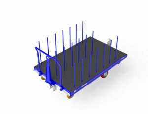 A coil cart in blue and black color and a white background