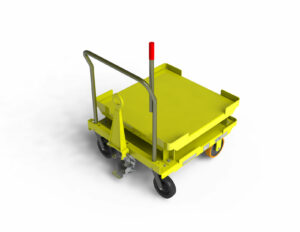 A short Flat Deck Carts in yellow color