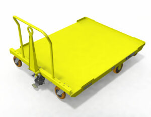 Close up shot of Flat Deck Cart in yellow color