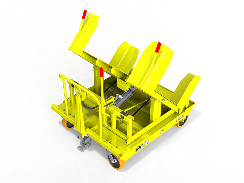 A yellow color Tilt Carts with wheels