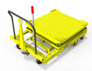 A Conventional cart in yellow color and a white background