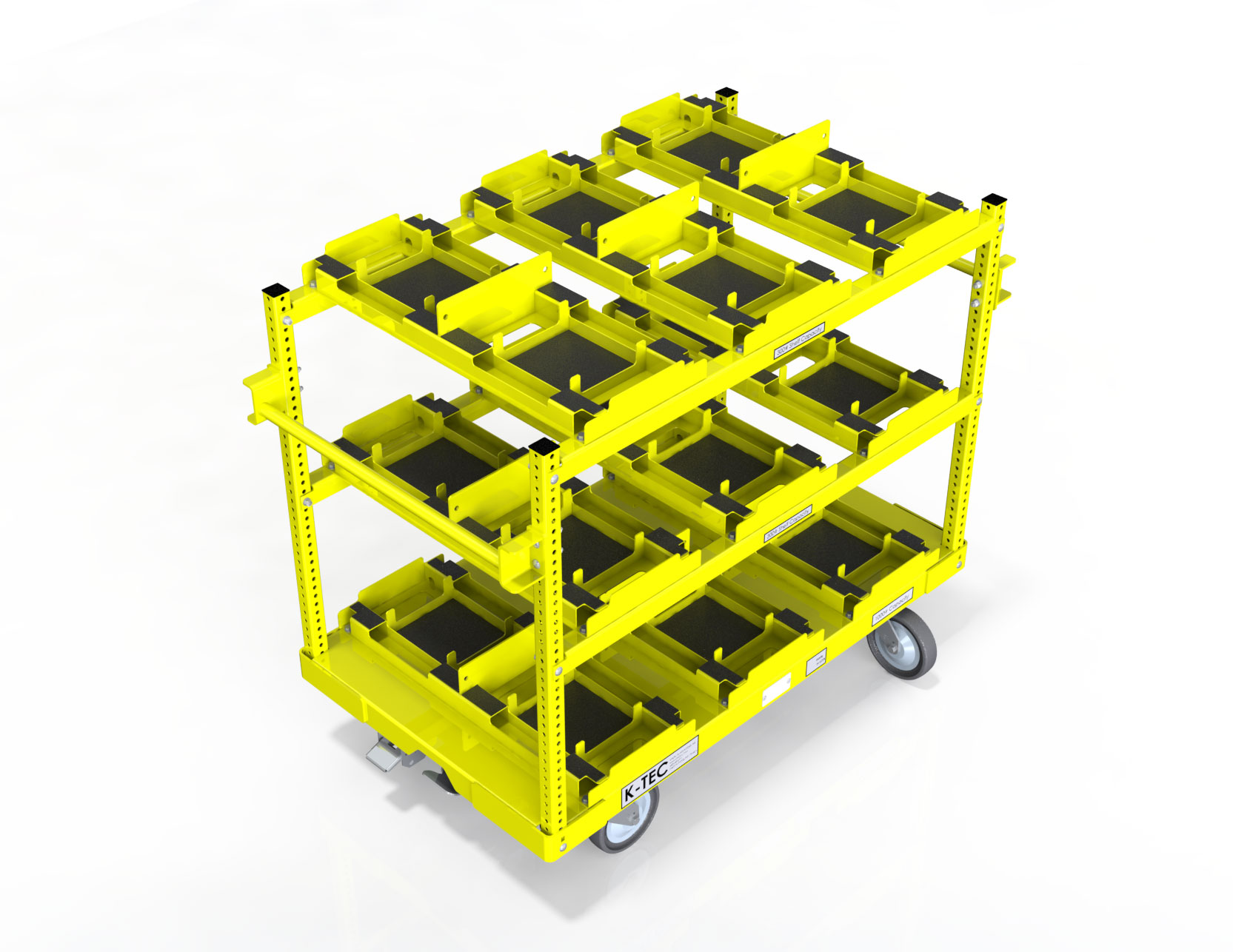 A container cart in yellow color and a white background