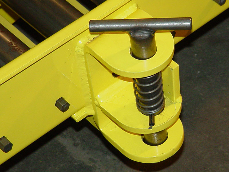 Close up shot of Clevis pin hitch in yellow color
