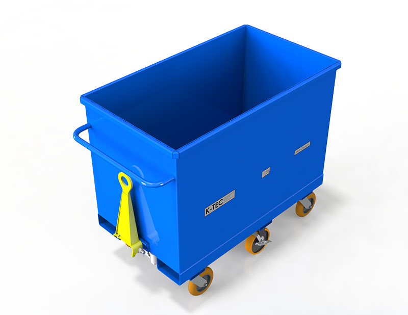 A Dumpster and Hopper Carts in blue color and a white background