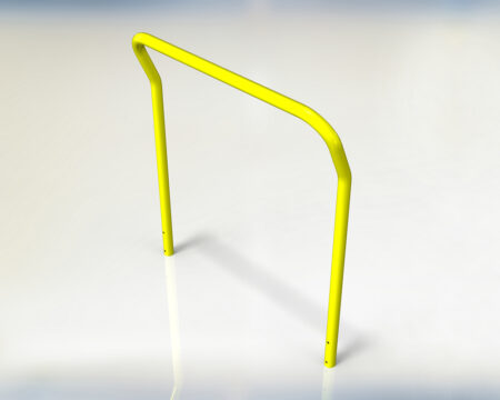 A long pole in yellow color and a white background