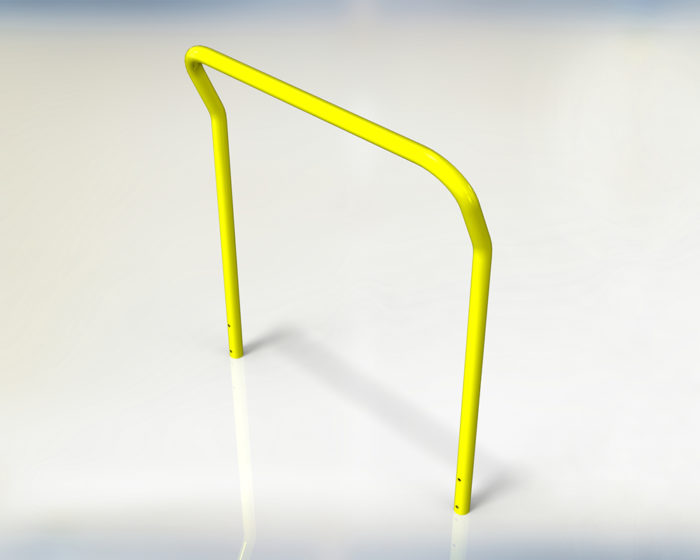 A long pole in yellow color and a white background
